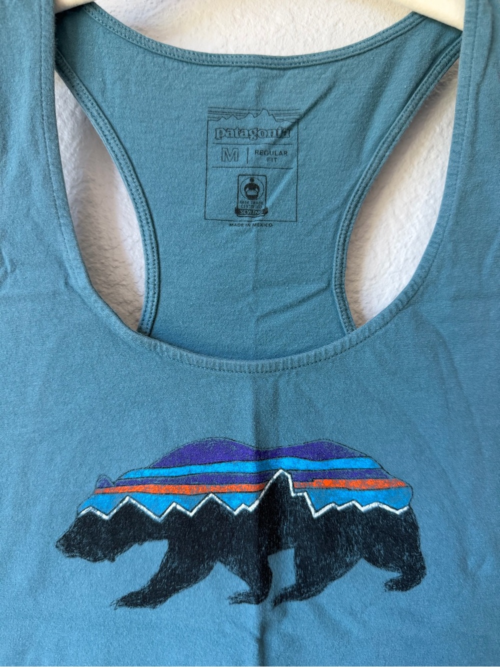 Patagonia Women's Teal Logo Racerback Tank, 100% Cotton. EUC. Medium. - Picture 2 of 9